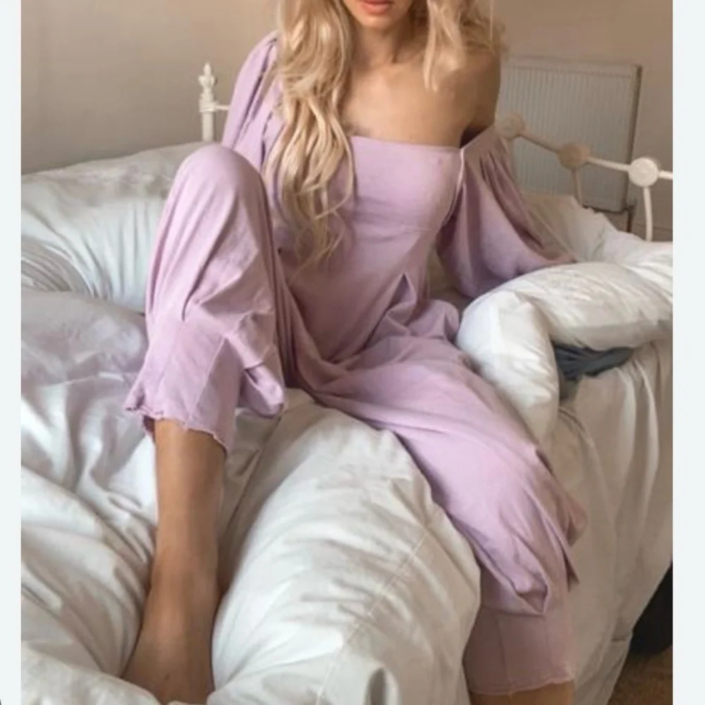 Free People Lavender Puff-Sleeve Jumpsuit - Picture 8 of 11